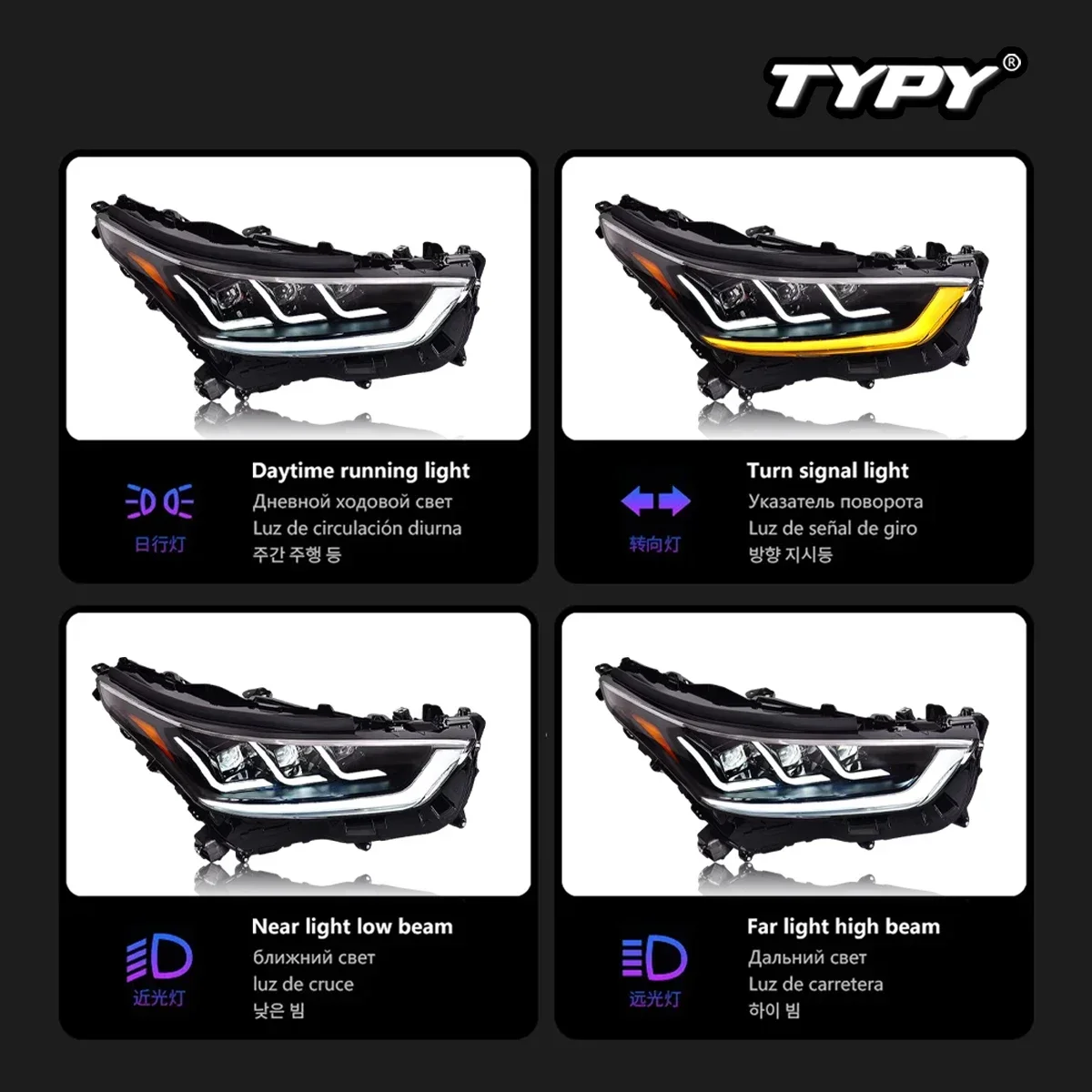 

TYPY новая светодиодная фара, обновленная, модифицированная для Toyota Highlander 2022-2023, фара с динамическим сигналом, автоаксессуары