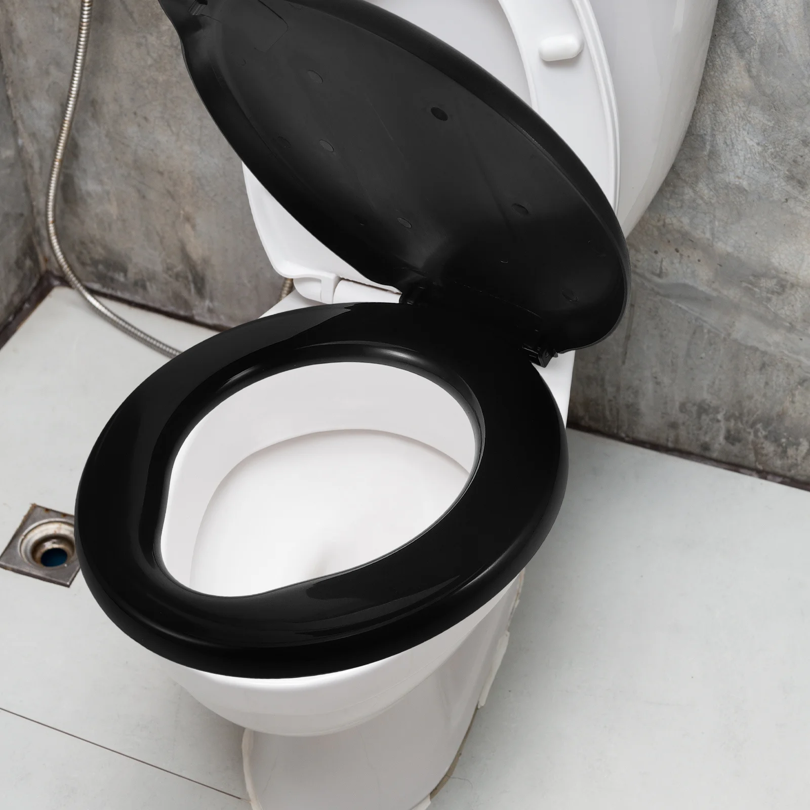 

Compact Portable Toilet Seat Black Plastic for Camping Hiking Rv Travel Car Use Emergency Outdoor Solution Easy Clean