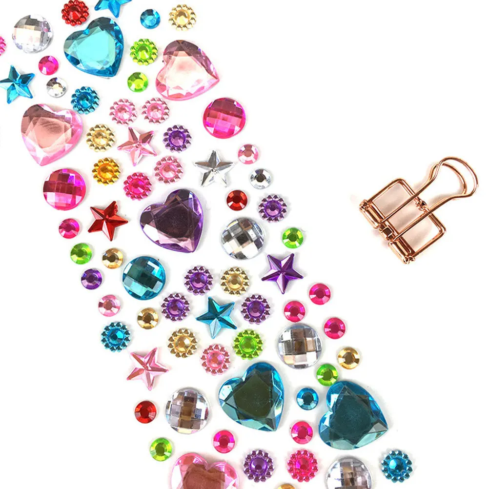 

4 Sheets Multi-Function Acrylic Diamond Stickers Decorative Scrapbook Self-Adhesive Gems Face Album Accessories