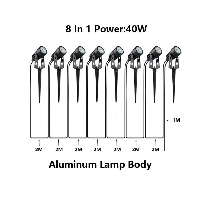 Lampu Taman Led, 10/8/6 IN 1 Led lampu rumput Ip65 dekorasi taman tahan air DC24V sampai 110V220V 50W30W lampu puncak lanskap Spotligh