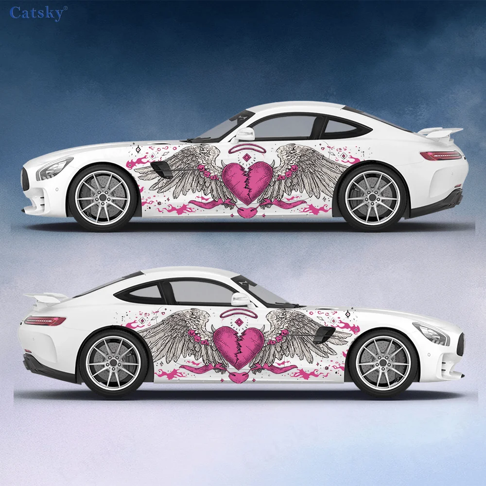

Broken Heart Wing Car Side Sticker Decoration, PVC Waterproof Scratch Resistant Decal, Car Protection, Auto Accessories Gift
