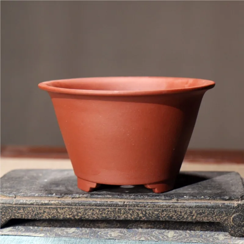 Purple Sand Flower Pot Household Ceramic Round Orchid Pot Desktop Decoration Potting Pot Chinese Style Small Bonsai Pot LE917