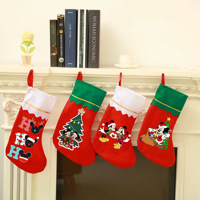 Minnie Mickey Mouse Christmas Stockings Disney Holiday Home Party Decorations Socks Anime Movie Derivative Peripherals Gifts Bag