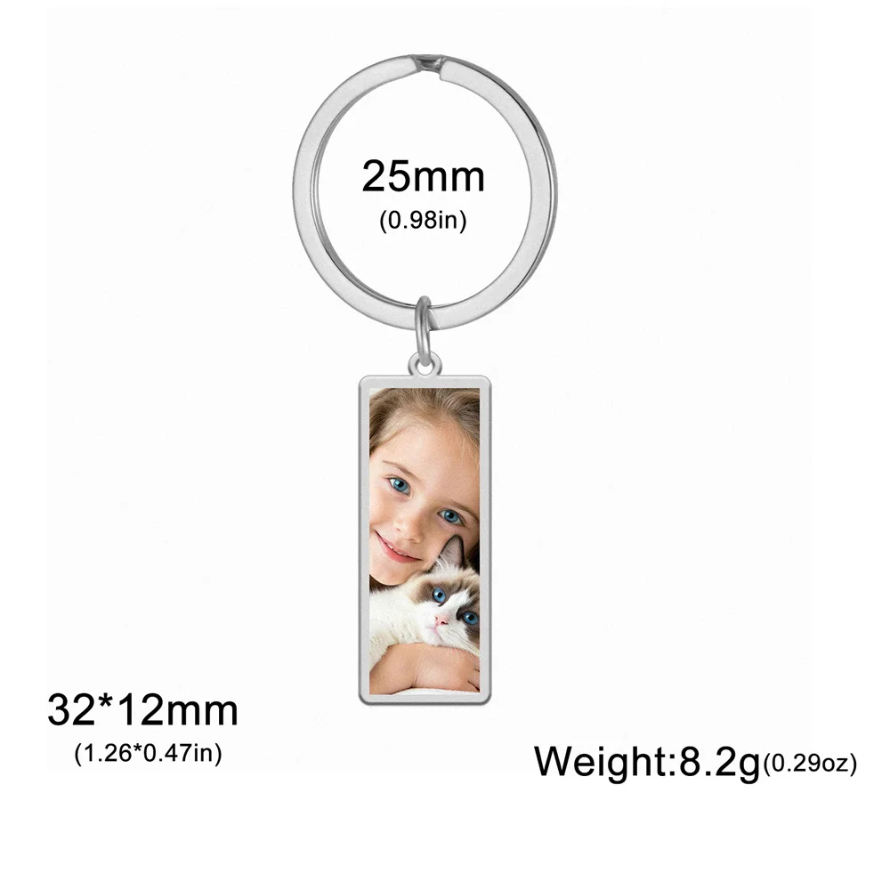 Benutzerdefinierter Foto-Schlüsselanhänger aus Edelstahl, rechteckig, Herzform, personalisiertes Bild, Schlüsselanhänger, Schmuck, Valentinstagsgeschenk – Detail 25