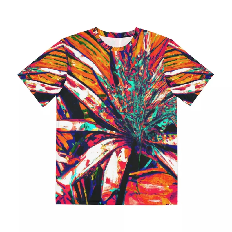 Men's Fitness Top Printed Colorful Plant 3D Short-sleeved Street Harajuku T-shirt Round Neck Oversized Female Clothing Tees Tops