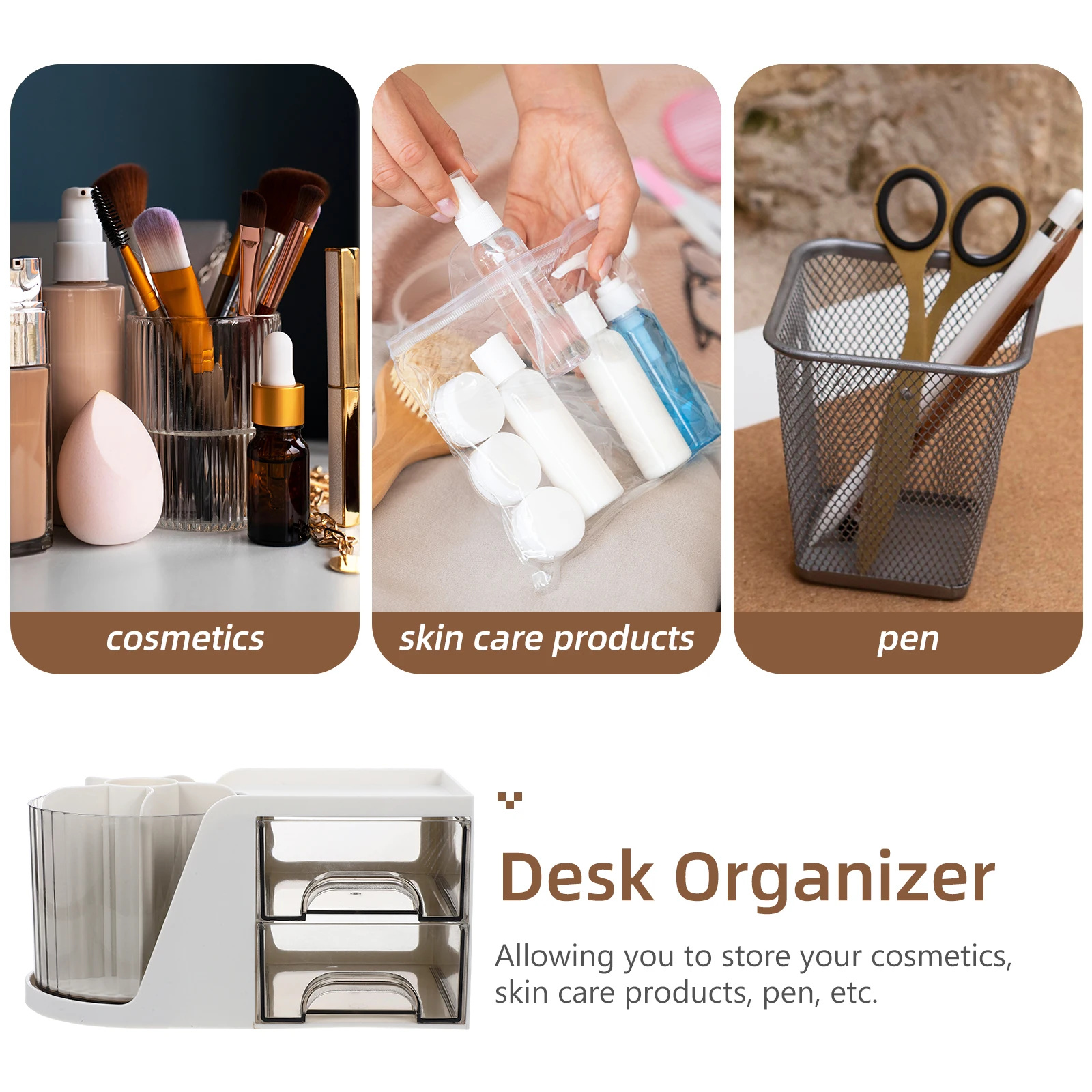 

Modern Simple Design Desktop Organizer with Drawers Stylish Pen Pencil Holder for School Office Home Use Stylish Pen Holder