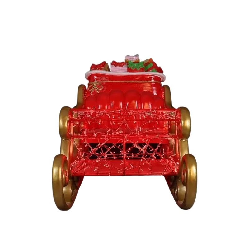 Life Size Christmas Fiberglass Christmas Sleigh with Light Emitting Diode Lights for Indoor and Outdoor Christmas Decorations