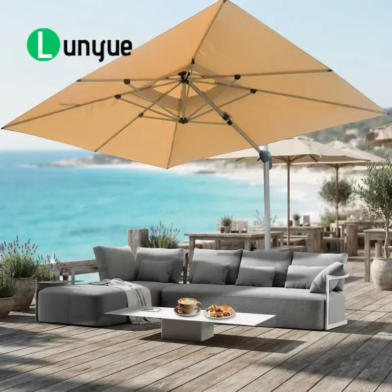 Modern LED Folding Outdoor Parasol Waterproof Base for Terrace Beach Hotel Hospital Patio Sunshade Umbrella Durable Portable
