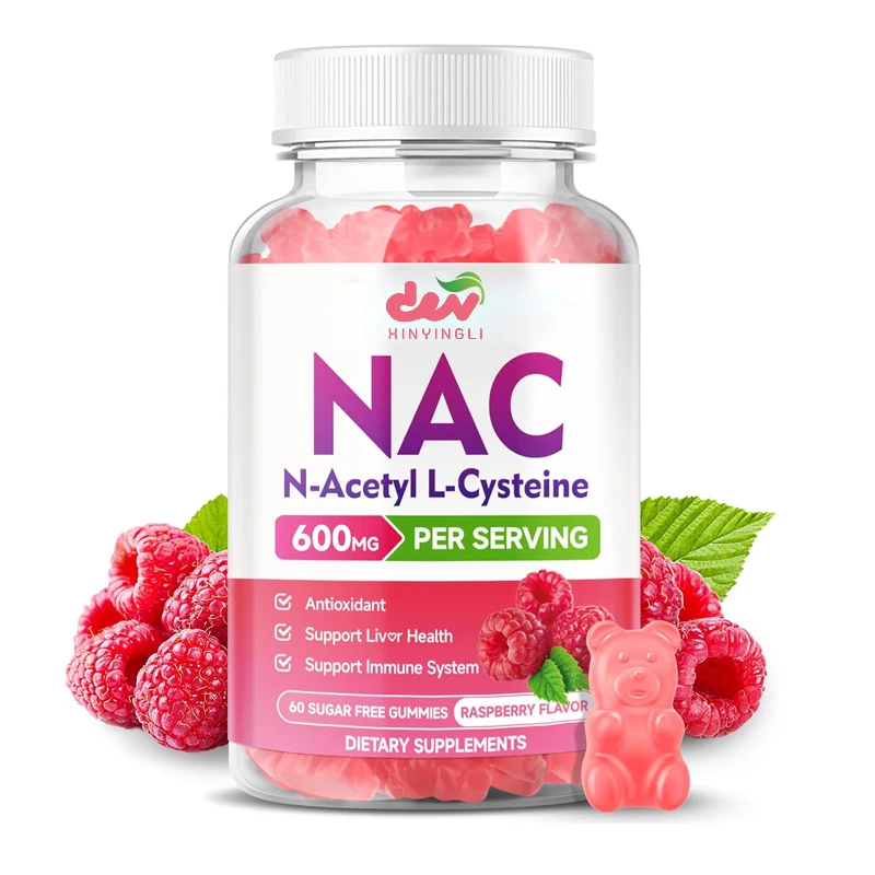 

NAC Gummies, N-acetylcysteine 600mg, NAC Antioxidant and Immune Support Supplement, Sugar Free, Natural Raspberry Flavor