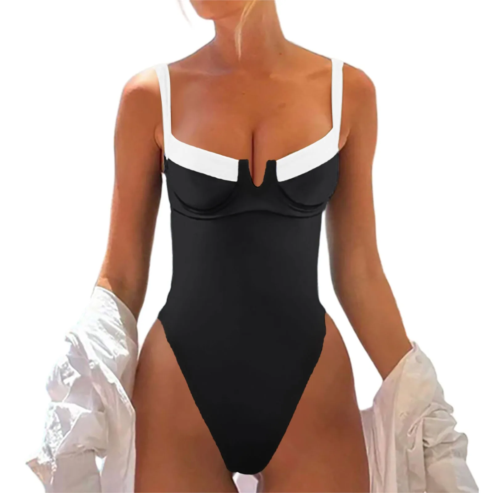 2025, Bikini für Damen, sexy, einteiliger Badeanzug, Sommer-Bademode, Bikinis mit Brustpolster, kein Stahl-BH, Bademode, modischer Badeanzug