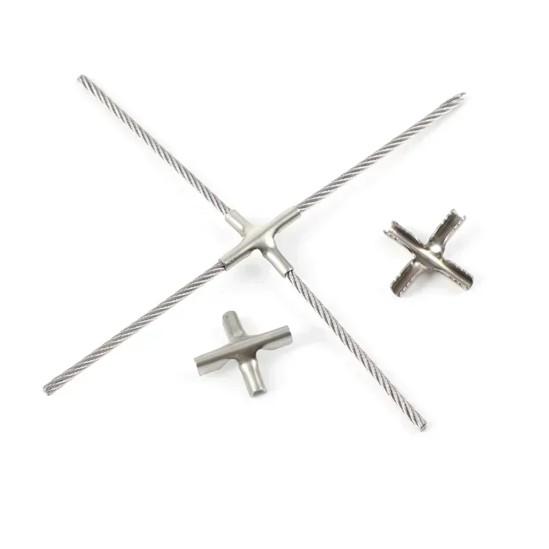 1000PCS 304 Stainless Steel Cross Clips Stealth Security Network Cross Buckle Protective Mesh Window For 1.8/2/3/4mm Wire Cable