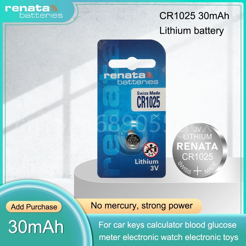 RENATA CR1025 Button Coin Cell DL1025 ECR1025 BR1025 CR 1025 3V Lithium Battery For Toys Watch Car Key Remote Calculator Watch