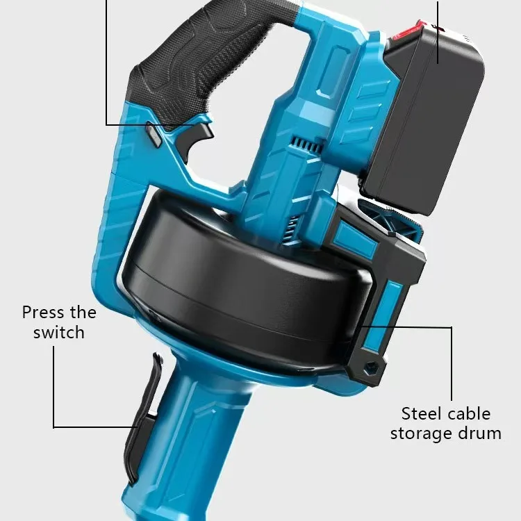 Verstopfungsgerät für Toilette, elektrische Kanalisation, 7 m, Stahlkabel, Küche, Badezimmer, Bodenablauf, Haushaltsverstopfung, Verstopfung der Makita-Batterie, Lithium