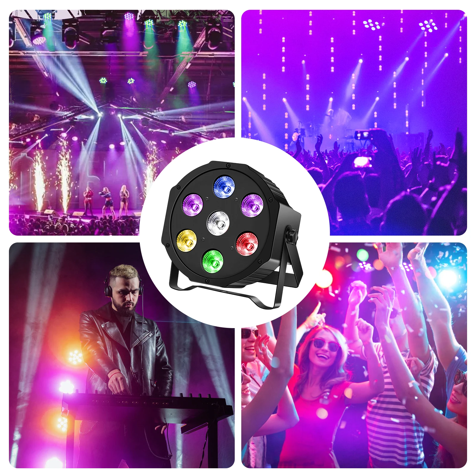 U\'King-luz Par LED RGBW, 7x3w, efecto de iluminación de escenario, DMX, Disco, DJ, fiesta, boda, iglesia, Bar, KTV, 4 unidades por juego