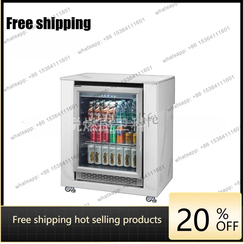 YJ Stainless Steel Built-in Outdoor Kitchen Fridge Cabinet Weather Resistant Garden BBQ Cooking Station Cabinet