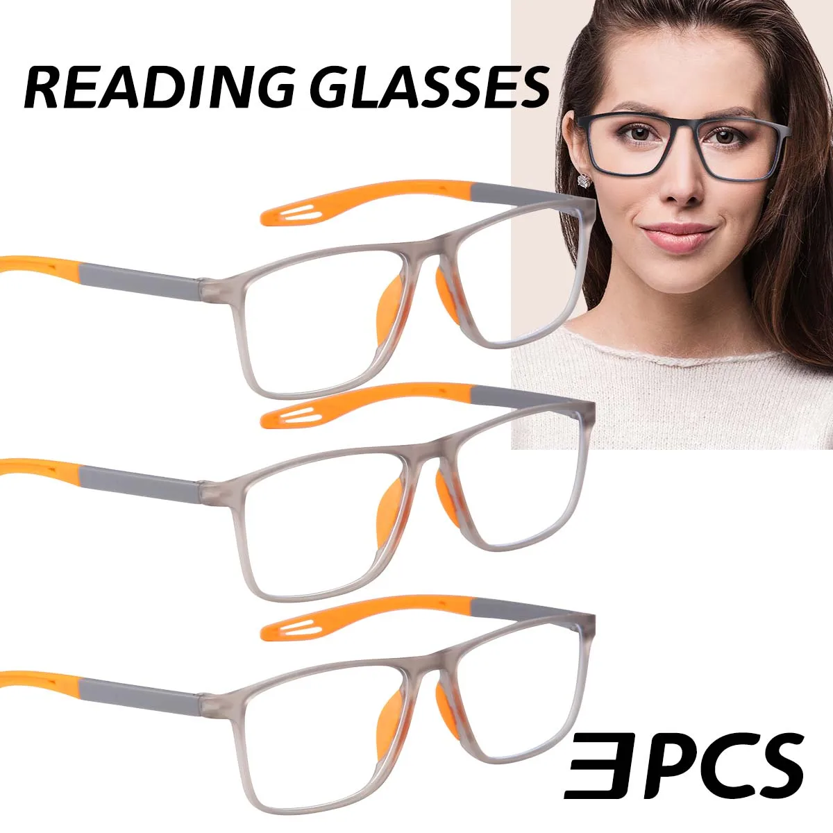 

3 шт. +100 +150 +200 +250 +300 очки для чтения с защитой от синего света, очки для пожилых людей, мужские и женские очки в большой оправе