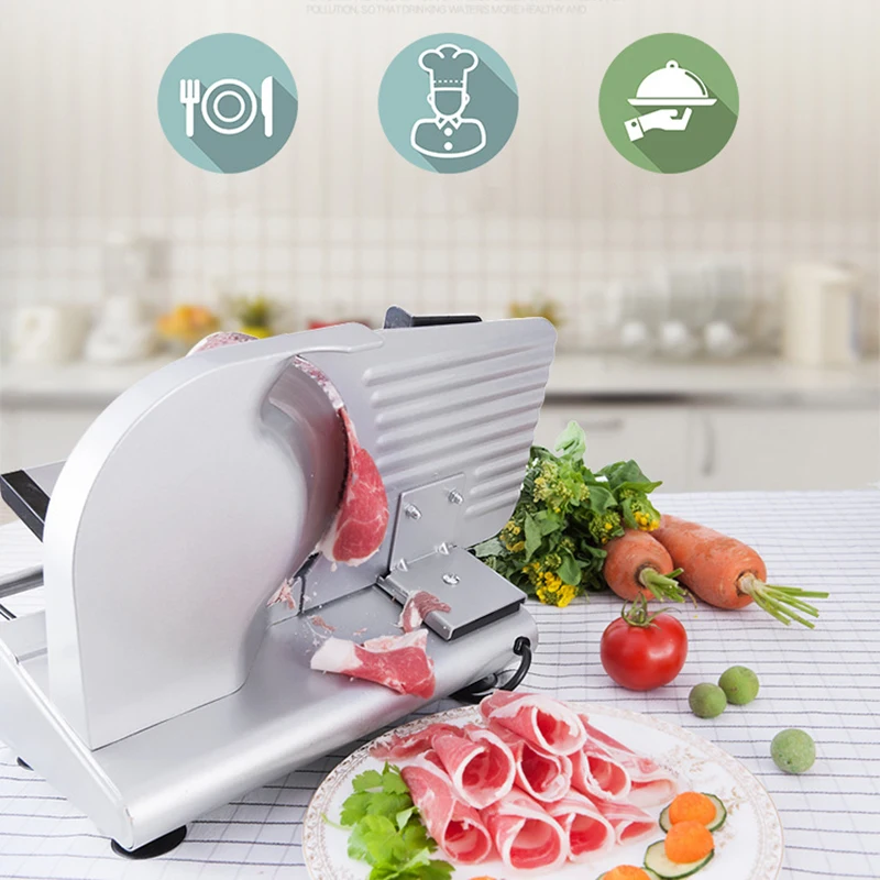 200W Electric Meat Slicer Mutton Roll Beef Cutter Lamb Potato Rolls Vegetable Cutting Machine Bread Slices Adjustable Mincer