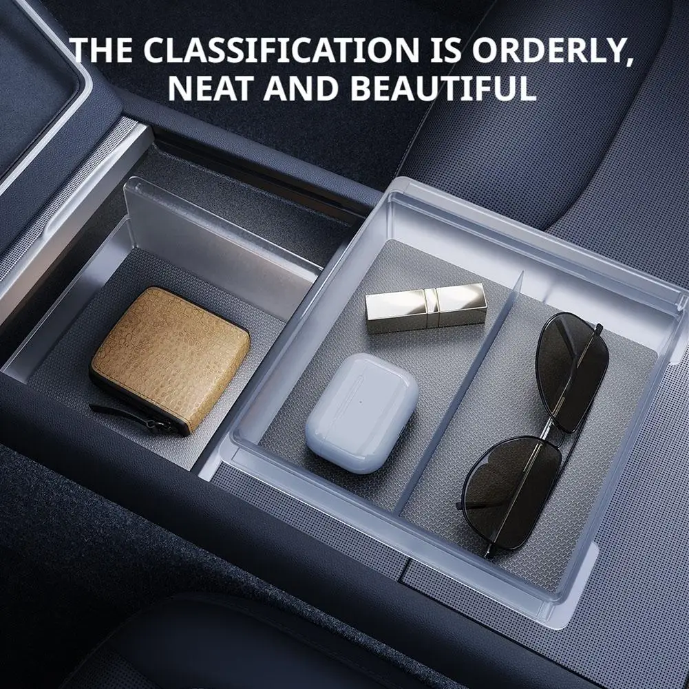 

Двухслойный ящик для хранения в подлокотнике для Tesla Model Y Juniper 2024, многослойный органайзер с центральным управлением, большое пространство R1F6