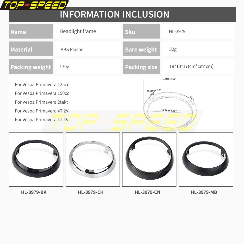 Front Headlight Frame Motorcycle Head Lamp Cover Protector For Primavera 125cc 150cc 2takt 4T 2V 4V Scooter Round Headlamp Guard