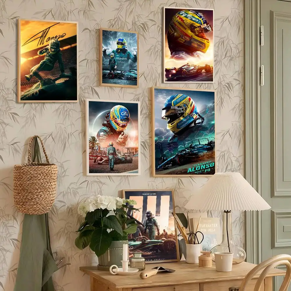 لاعبي الرياضة التنافسية الكلاسيكية فرناندو ألونسو أنيمي الملصقات لزجة ورق أبيض ملصق DIY غرفة بار مقهى Kawaii غرفة ديكور #3