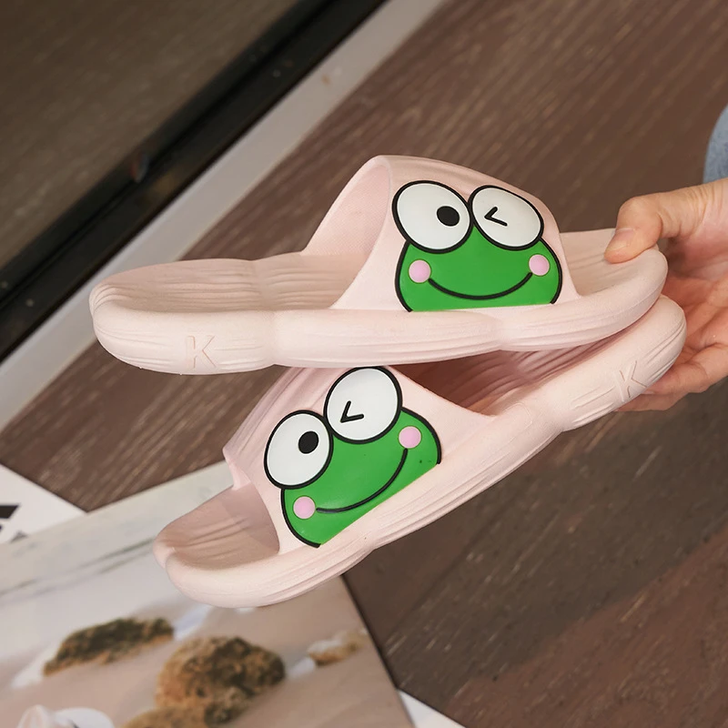 Sanrio Kawaii Kero Kero Keroppi Slippers Cartoon Home Bath Non-slip Slippers Summer Outdoor Super Soft Beach Shoes Cute Sandals