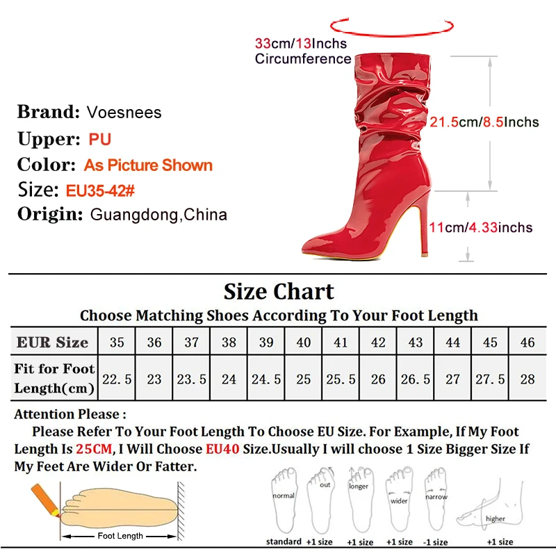 Stivali da donna a punta di alta qualità 11CM Stiletto moda donna scarpe da festa stivali a metà polpaccio cerniera laterale tacchi alti pieghettati