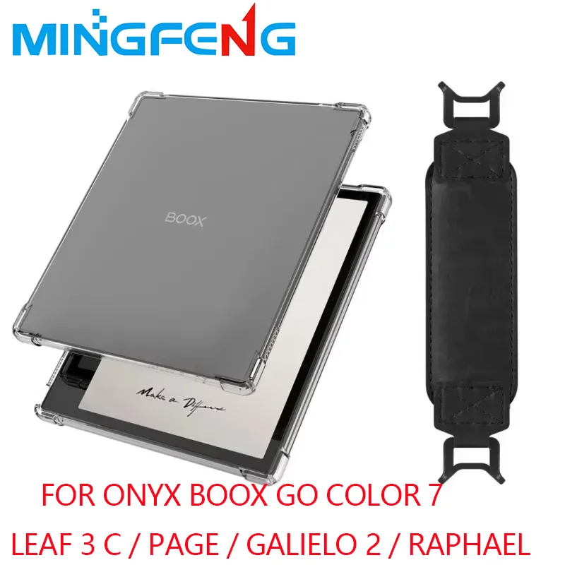 2-IN-1 For Onyx Boox Go Color 7 / Leaf 3 C / Page / Galielo 2 / Raphael Clear TPU Back Cover Case + Security Hand Strap (Black)