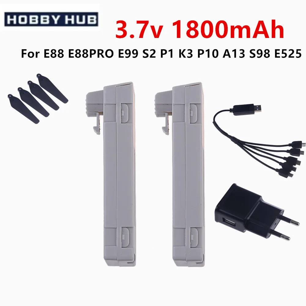 3 Batteries Li-ion 3.7V 1800mAh 25C Pour Drones E88 E88PRO E88MAX, E99, P1, Etc. - Rechange RC