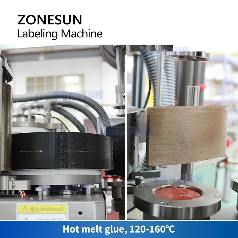 เครื่องติดฉลากกาวร้อนอัตโนมัติ ZONESUN รุ่น ZS-GTB12 สำหรับฉลาก BOPP แบบวงล้อดาว ใช้งานรวดเร็ว สำหรับบรรจุภัณฑ์ขวดทรงกระบอก ทรงรี และขวดปั๊ม