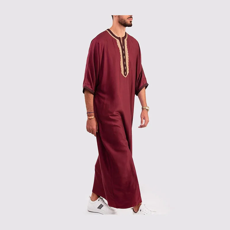 Muslim Men's Robe Arabic Islamic New Arrival Jubba Thobe Turkey Dubai Loose Casual Kaftans Middle East Solid Color Daily Robe