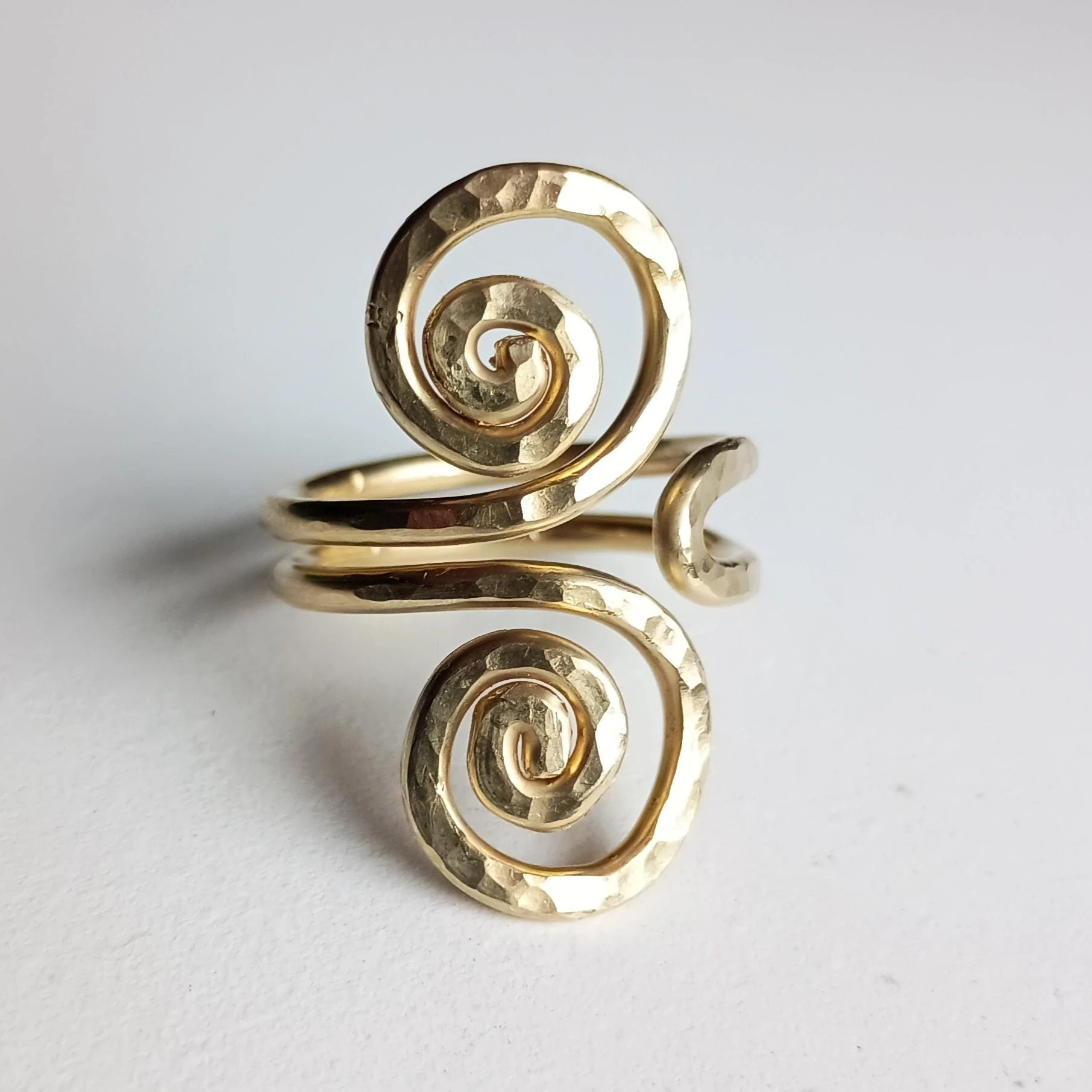 Hammered Spiral Ring 14K Gold Filled/925 Silver Boho Stacking Ring Tarnish Resistant Hypoallergenic Jewelry Dainty Gift Women