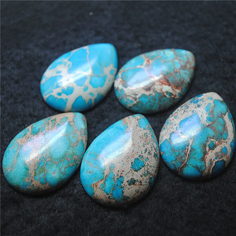 

3PCS Nature Semi Precious Stone Cabochons Blue Jasper Teardrop Water Shape No Hole DIY Jewelry Accessories Wholesale Price Free