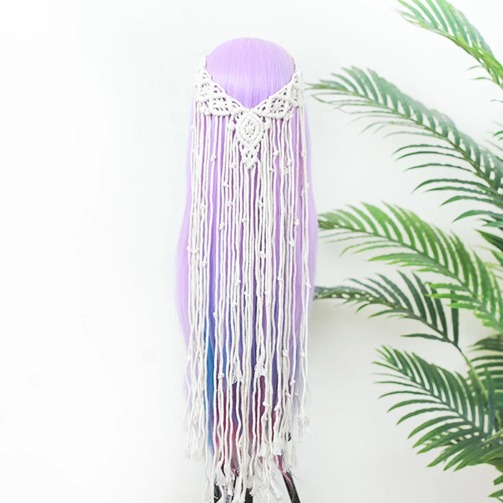 

Handwoven Macrame Headband Long Bohemian Hair Accessories Chic Elegant Headpiece Perfect for Weddings Beach Photography Travel