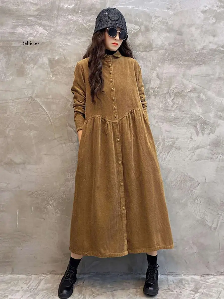 

Original Solid Corduroy Lapel Dress Coats And Jackets Women Winter Coat Women Elegant Warm Winter Clothes For Women