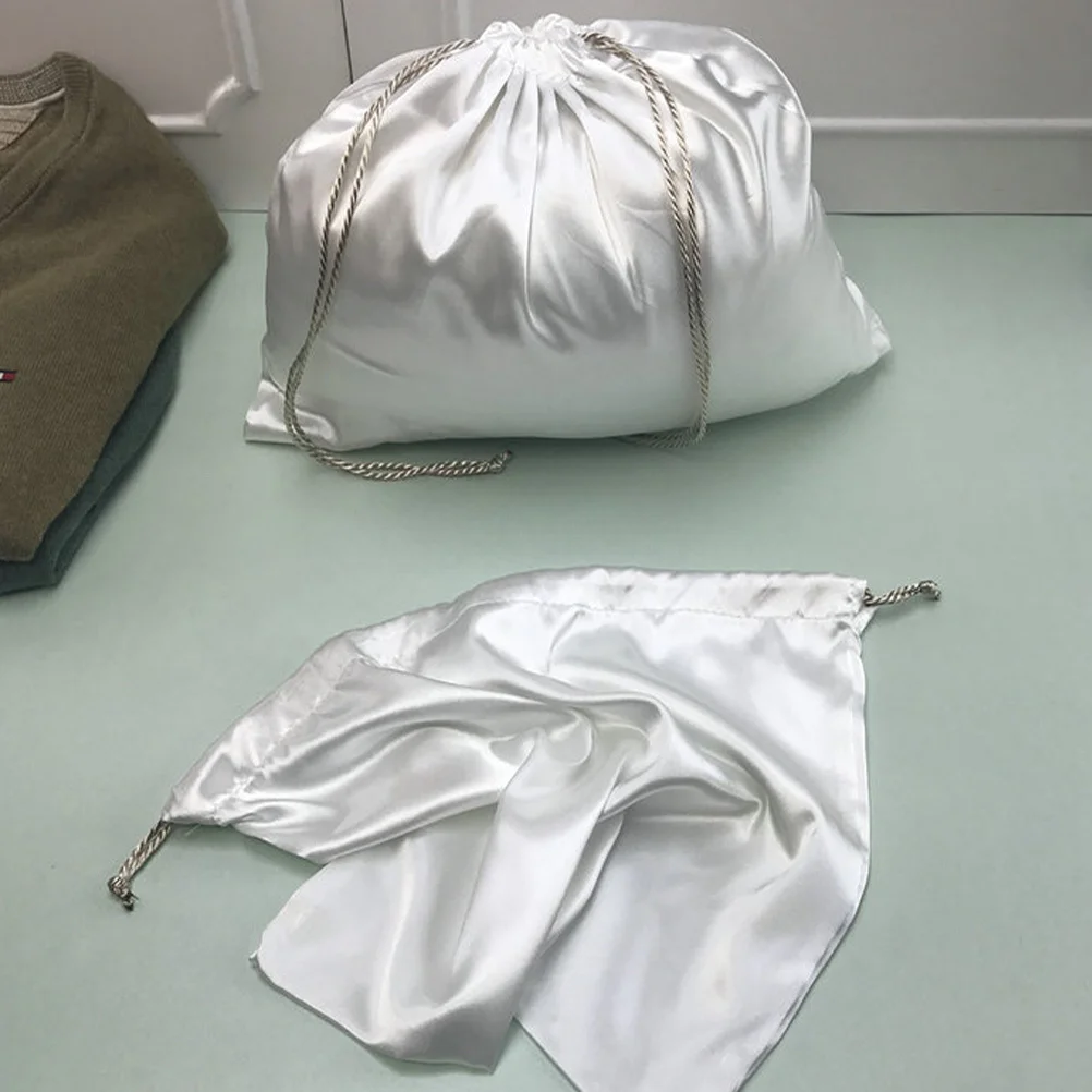 

4Pcs Drawstring Storage Bags Silk Satin Dustproof Bags Portable Travel Makeup Clothes Organizer Small Gift Sweet Bags,gift Bag