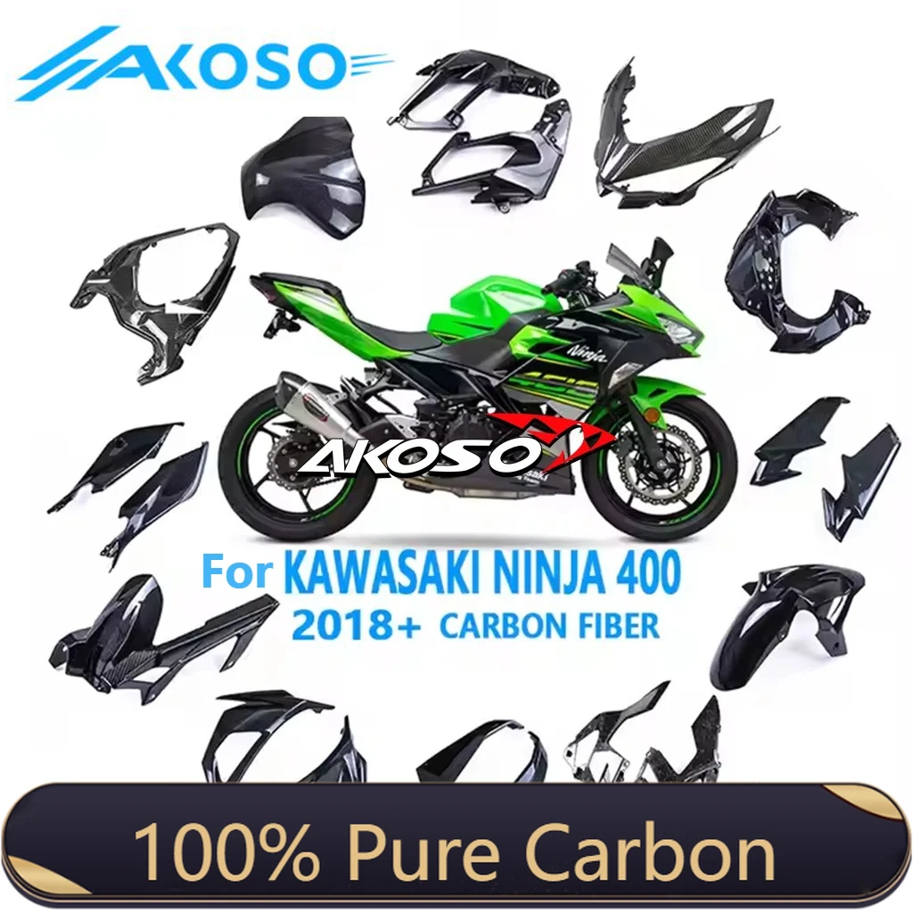 

100% Full Dry 3K Carbon Fiber For Kawasaki Side Fairings Motorcycle Accessories Parts Fairings Cowls Kit Ninja 400 2018-2025