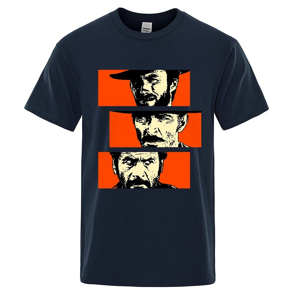 The Good the Bad and Ugly Blondie Angel Eyes Tuco Cowboy T Shirt  Men Women Il buono brutto cattivo Loose Cotton Unisex Tee