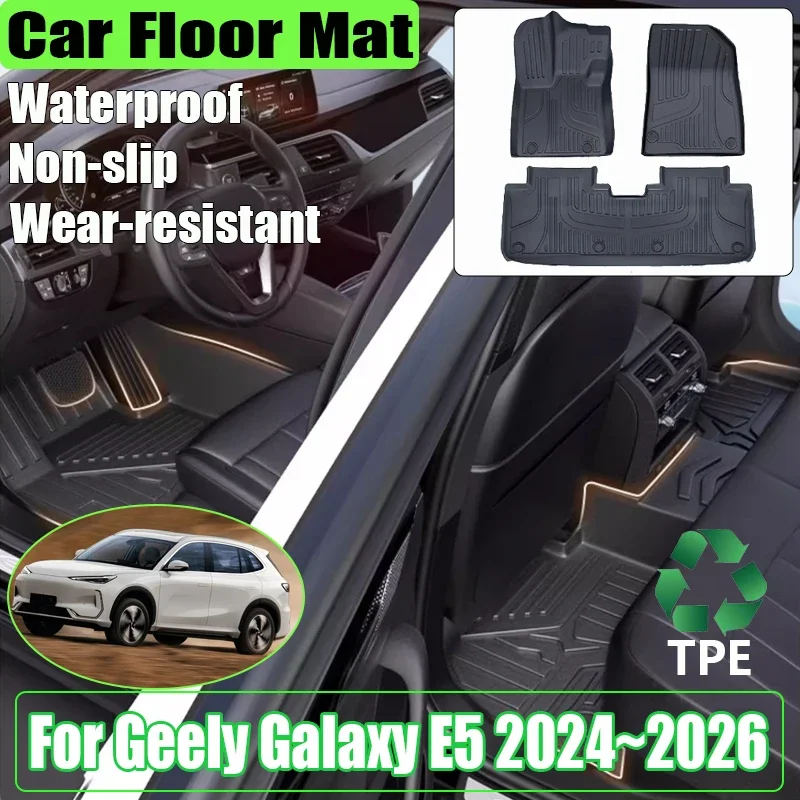 

LHD Car Trunk Floor Mat for Geely Galaxy E5 Accessories 2024 2025 2026 EX5 Carpet Protector Luggage Upholstered TPE Storage Pad