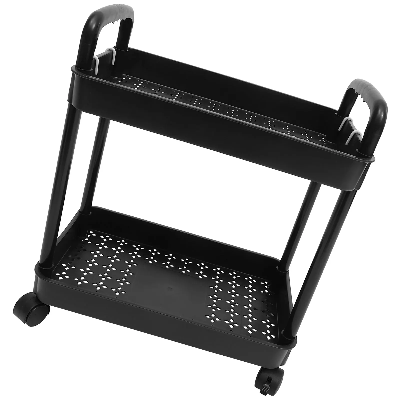 

2 Tier Rolling Cart On Wheels Heavy Duty 50Kg Load Bearing Pp Material Storage Rack For Kitchen Bathroom Office Bedroom Utility