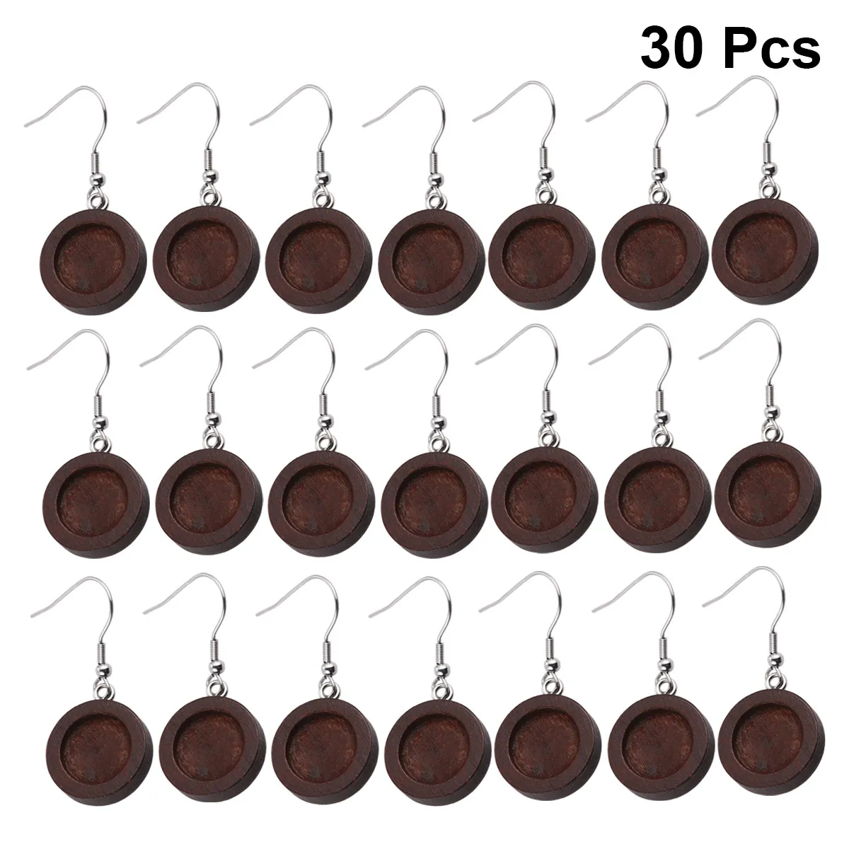 30Pcs Wood Earrings Bases 12mm DIY Craft Material Lightweight Durable Blanks for Custom Jewelry Making Party Occasion