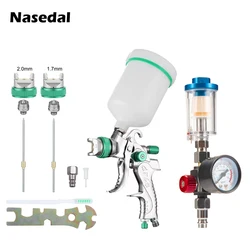 Nasedal HVLP Spray Gun and Air Regulator Gauge Oil-Water Separator Filter 600ml Cup 1.4mm 1.7mm 2.0mm Gravity Airbrush