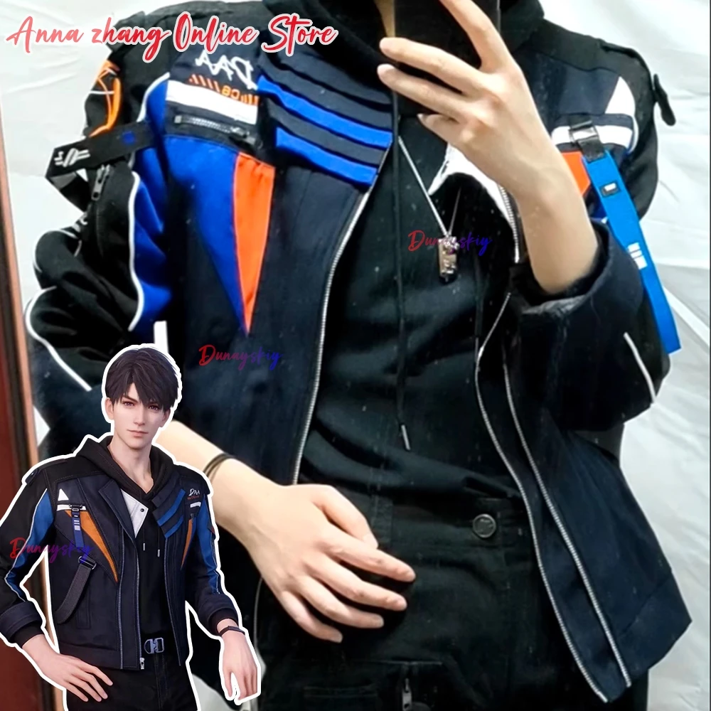 

Love and Deepspace Caleb Cosplay Coat 코스프레 의상 S-2XL Men's Leather Jacket Anime Halloween Caleb 30CM Wig Clothes Role-play Suit