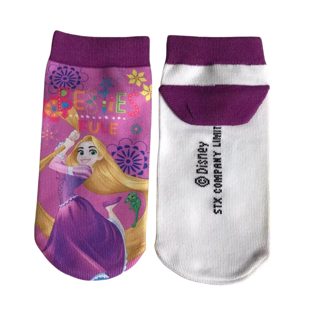 MINISO الأميرة الجوارب مجموعة ملونة آنا إلسا حورية البحر تصميم لطيف الاطفال الأحذية للفتيات حجم 15-20 سنتيمتر 4 زوج/وحدة للأعمار 3-8