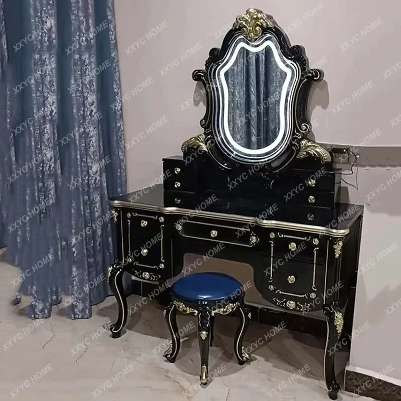 Led Light Organizer Dressing Table Desings Nordic Wooden Makeup Dressers Mirror Luxury