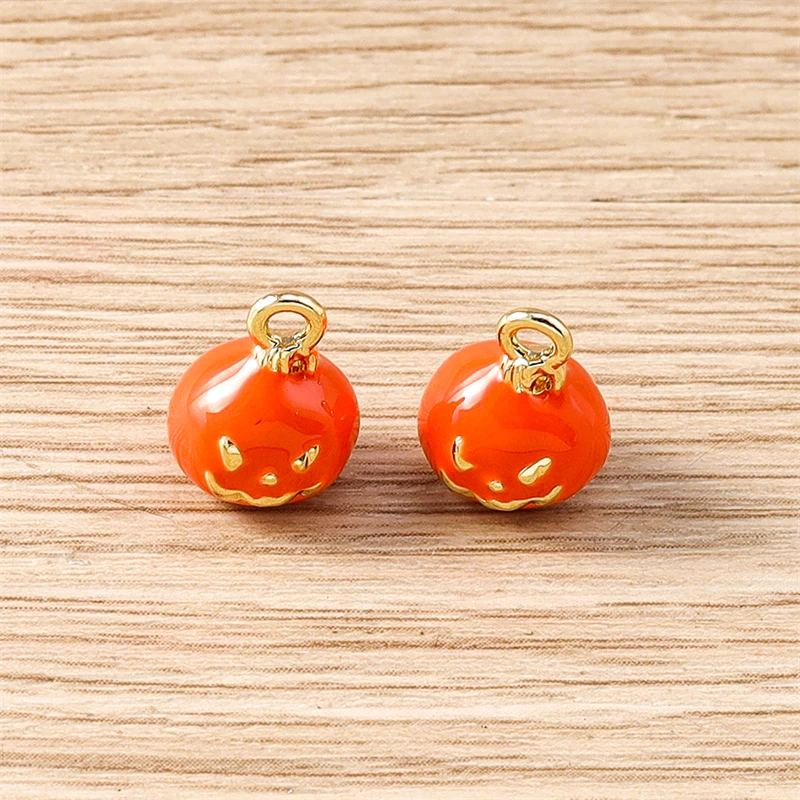 5 Stück 9 x 12 mm niedliche Mini-Emaille-Legierung Halloween-Kürbis-Charms-Anhänger für Schmuckherstellung DIY Ohrringe Halsketten Armbänder Geschenke – Detail 3