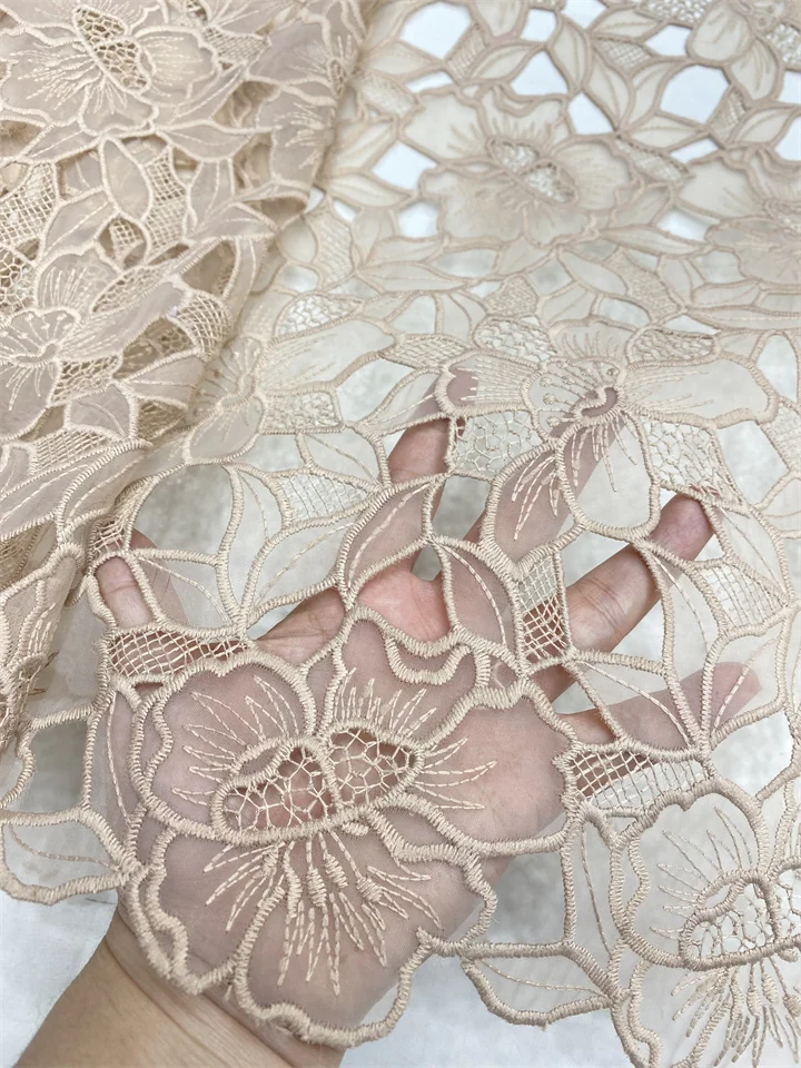 

African Lace Fabric 2026 High Quality Embroidered 5Y French Nigerian Embroidery Net Fabrics for Wedding Dress Sewing HXZ6442
