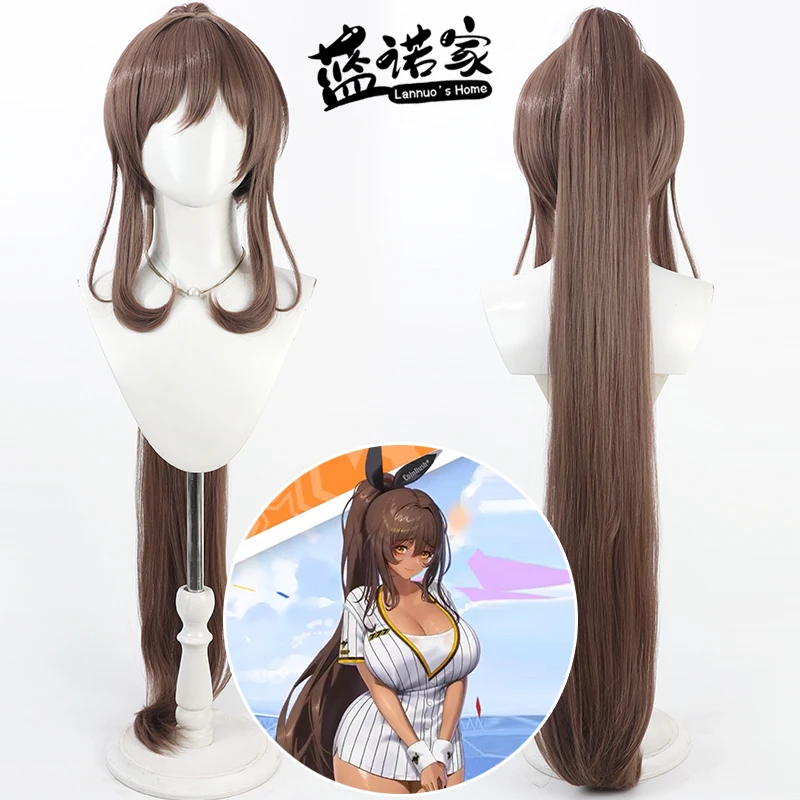 

Noir Cosplay Wig Nikke Goddess of Victory Brown Ponytail 100cm Heat Resistant Synthetic Hair Halloween Party Role Play +Wig Cap