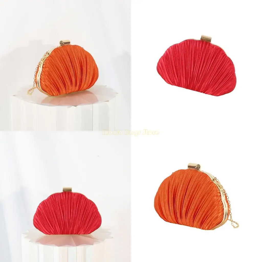 

X90D Evening Bag Seashells Clutches Purses for Women Wedding Party Handbag Crossbody Shoulder Bag with Detachable Chain