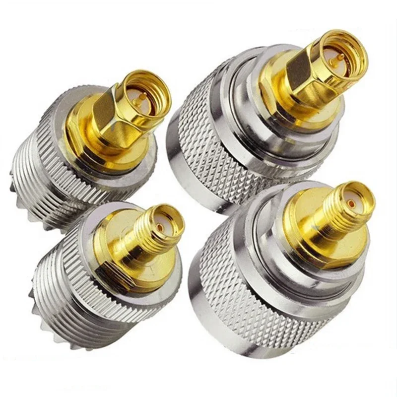 2Pcs SMA Female Male to PL259 SO239 N UHF TNC RF Antenna Connector RF Coax Coaxial Adapter Copper Brass Converter view 3