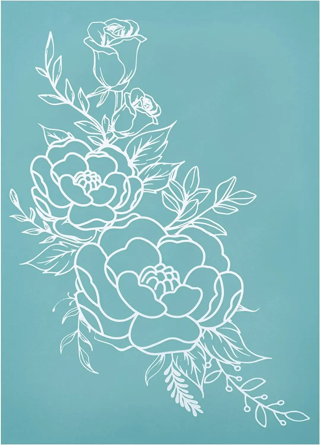 Self-Adhesive Silk Screen Printing Stencil Reusable Pattern Stencils Rose Flower for Painting on Wood Fabric T-Shirt Wall Decor